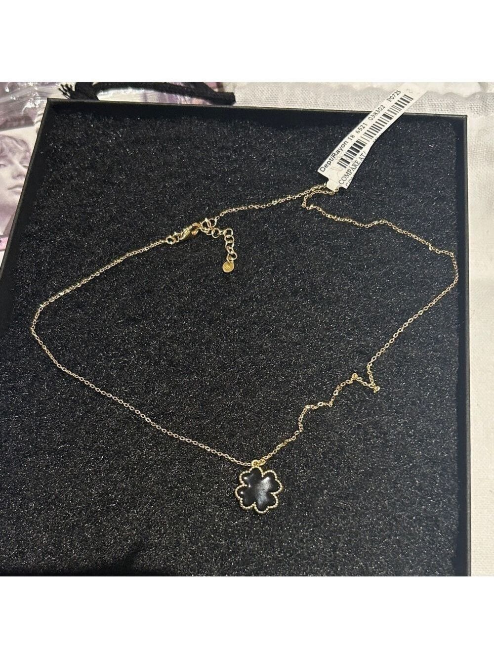 Golden and Black enamel Flower Pendant Necklace